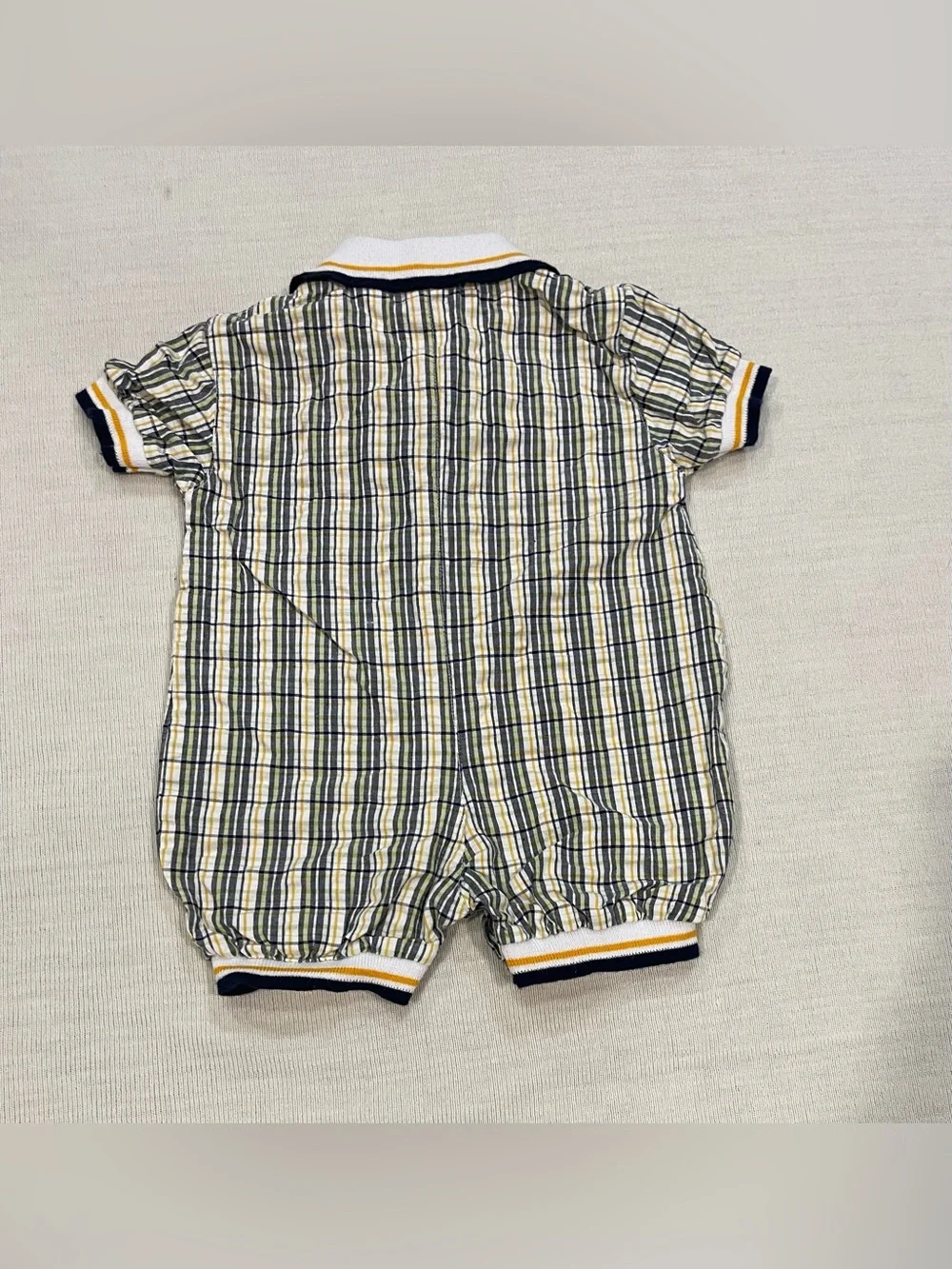 Vintage 90s B.T. Kids Golf Plaid Romper Size 3-6M NWOT
